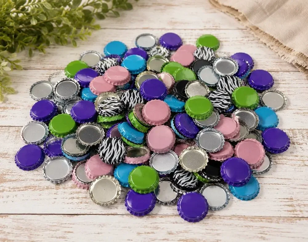 120 Assorted Metal Bottle Caps Crafts Home Brewing DIY Mixed Colors & Zebra New